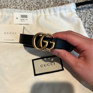 Gucci Double G Black Leather Belt size 75 cm